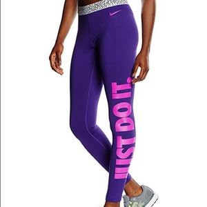 Nike Womens Pro Warm “JUST DO IT” Dri-Fit Leggings